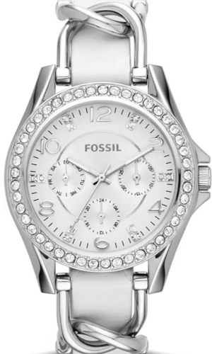 Buy Shop Fossil Riley White Dial White Leather Strap Watch for Women - ES3463 USA Online