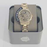 Buy Shop Fossil Rye Automatic Skeleton Gold Dial Gold Steel Strap Watch for Women - BQ3755 USA Online