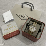Buy Shop Fossil Rye Automatic Skeleton Gold Dial Gold Steel Strap Watch for Women - BQ3755 USA Online