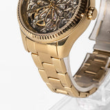 Buy Shop Fossil Rye Automatic Skeleton Gold Dial Gold Steel Strap Watch for Women - BQ3755 USA Online