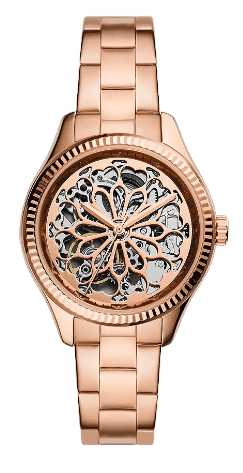 Buy Shop Fossil Rye Automatic Skeleton Rose Gold Dial Rose Gold Steel Strap Watch for Women - BQ3754 USA Online