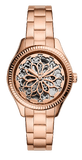 Buy Shop Fossil Rye Automatic Skeleton Rose Gold Dial Rose Gold Steel Strap Watch for Women - BQ3754 USA Online