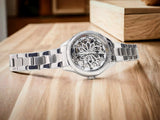 Buy Shop Fossil Rye Automatic Skeleton Silver Dial Silver Steel Strap Watch for Women - BQ3753 USA Online