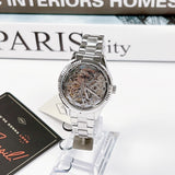 Buy Shop Fossil Rye Automatic Skeleton Silver Dial Silver Steel Strap Watch for Women - BQ3753 USA Online