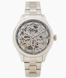 Buy Shop Fossil Rye Automatic Skeleton Silver Dial Silver Steel Strap Watch for Women - BQ3753 USA Online