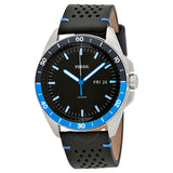 Buy Shop Fossil Sport 54 Day Date Black Dial Black Leather Strap Watch for Men - FS5321 USA Online