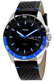 Buy Shop Fossil Sport 54 Day Date Black Dial Black Leather Strap Watch for Men - FS5321 USA Online