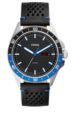 Buy Shop Fossil Sport 54 Day Date Black Dial Black Leather Strap Watch for Men - FS5321 USA Online