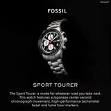Buy Shop Fossil Sport Tourer Chronograph Black Dial Silver Steel Strap Watch for Men - FS6045 USA Online