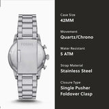 Buy Shop Fossil Sport Tourer Chronograph Black Dial Silver Steel Strap Watch for Men - FS6045 USA Online