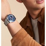 Buy Shop Fossil Sport Tourer Chronograph Blue Dial Silver Steel Strap Watch for Men - FS6047 USA Online