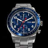 Buy Shop Fossil Sport Tourer Chronograph Blue Dial Silver Steel Strap Watch for Men - FS6047 USA Online