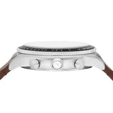 Buy Shop Fossil Sport Tourer Chronograph White Dial Brown Leather Strap Watch for Men - FS6042 USA Online