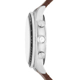 Buy Shop Fossil Sport Tourer Chronograph White Dial Brown Leather Strap Watch for Men - FS6042 USA Online