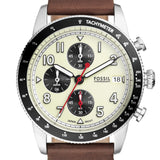 Buy Shop Fossil Sport Tourer Chronograph White Dial Brown Leather Strap Watch for Men - FS6042 USA Online