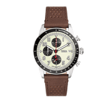 Buy Shop Fossil Sport Tourer Chronograph White Dial Brown Leather Strap Watch for Men - FS6042 USA Online
