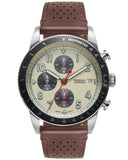 Buy Shop Fossil Sport Tourer Chronograph White Dial Brown Leather Strap Watch for Men - FS6042 USA Online