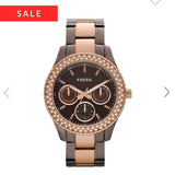 Buy Shop Fossil Stella Multifunction Brown Dial Two Tone Steel Strap Watch for Women - ES4079 USA Online