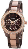 Buy Shop Fossil Stella Multifunction Brown Dial Two Tone Steel Strap Watch for Women - ES4079 USA Online