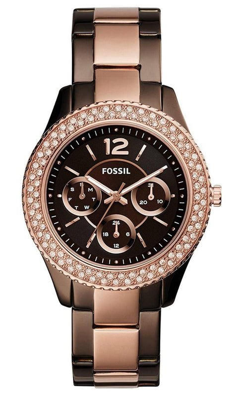 Buy Shop Fossil Stella Multifunction Brown Dial Two Tone Steel Strap Watch for Women - ES4079 USA Online