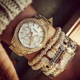 Buy Shop Fossil Stella Multifunction Gold Dial Gold Steel Strap Watch for Women - ES3589 USA Online