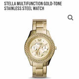 Buy Shop Fossil Stella Multifunction Gold Dial Gold Steel Strap Watch for Women - ES3589 USA Online