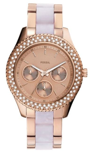 Buy Shop Fossil Stella Multifunction Rose Gold Dial Two Tone Steel Strap Watch for Women - ES4755 USA Online
