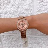 Buy Shop Fossil Stella Rose Gold Dial Rose Gold Steel Strap Watch for Women - ES3590 USA Online