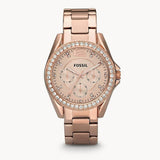 Buy Shop Fossil Stella Rose Gold Dial Rose Gold Steel Strap Watch for Women - ES3590 USA Online