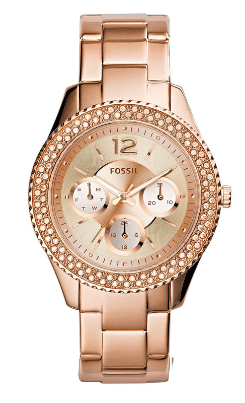 Buy Shop Fossil Stella Rose Gold Dial Rose Gold Steel Strap Watch for Women - ES3590 USA Online