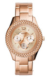 Buy Shop Fossil Stella Rose Gold Dial Rose Gold Steel Strap Watch for Women - ES3590 USA Online