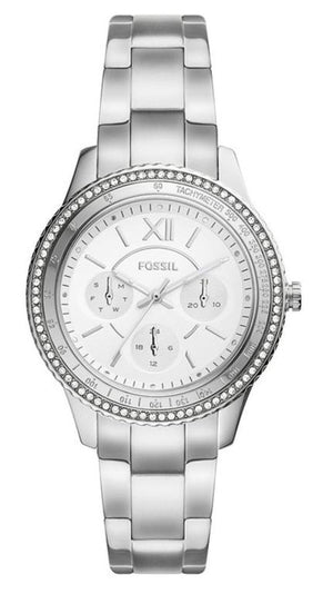 Buy Shop Fossil Stella Sport Multifunction Silver Dial Silver Steel Strap Watch for Women - ES5108 USA Online