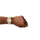 Fossil Stella Sport Multifunction Silver Dial Two Tone Steel Strap Watch for Women - ES5107