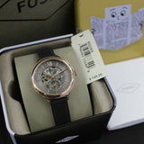 Buy Shop Fossil Suitor Mechanical Grey Dial Grey Leather Strap Watch for Women - BQ3265 USA Online