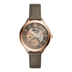 Buy Shop Fossil Suitor Mechanical Grey Dial Grey Leather Strap Watch for Women - BQ3265 USA Online