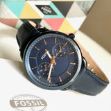 Buy Shop Fossil Tailor Blue Dial Blue Leather Strap Watch for Women - ES4092 USA Online