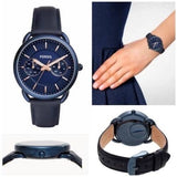 Buy Shop Fossil Tailor Blue Dial Blue Leather Strap Watch for Women - ES4092 USA Online