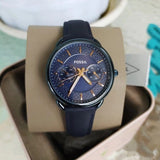 Buy Shop Fossil Tailor Blue Dial Blue Leather Strap Watch for Women - ES4092 USA Online