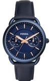Buy Shop Fossil Tailor Blue Dial Blue Leather Strap Watch for Women - ES4092 USA Online