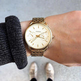 Buy Shop Fossil Tailor Gold Dial Gold Steel Strap Watch for Women - ES3714 USA Online
