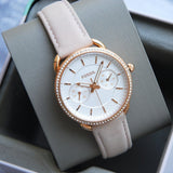 Buy Shop Fossil Tailor Quartz White Dial Pink Leather Strap Watch for Women - ES4393 USA Online