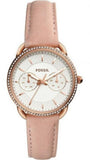 Buy Shop Fossil Tailor Quartz White Dial Pink Leather Strap Watch for Women - ES4393 USA Online