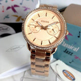 Buy Shop Fossil Tailor Rose Gold Dial Rose Gold Steel Strap Watch for Women - ES4264 USA Online