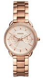 Buy Shop Fossil Tailor Rose Gold Dial Rose Gold Steel Strap Watch for Women - ES4264 USA Online