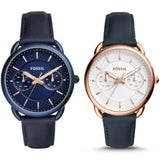 Buy Shop Fossil Tailor White Dial Blue Leather Strap Watch for Women - ES4260 USA Online