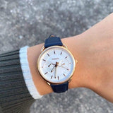 Buy Shop Fossil Tailor White Dial Blue Leather Strap Watch for Women - ES4260 USA Online