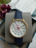 Buy Shop Fossil Tailor White Dial Blue Leather Strap Watch for Women - ES4394 USA Online