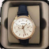 Buy Shop Fossil Tailor White Dial Blue Leather Strap Watch for Women - ES4394 USA Online