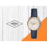 Buy Shop Fossil Tailor White Dial Blue Leather Strap Watch for Women - ES4394 USA Online