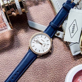 Buy Shop Fossil Tailor White Dial Blue Leather Strap Watch for Women - ES4394 USA Online